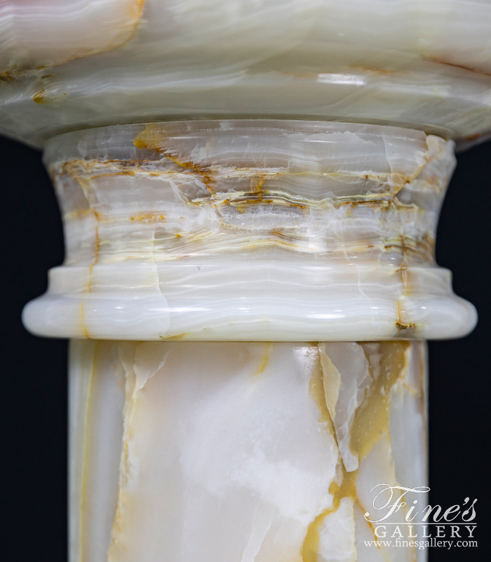 Marble Bases  - Decorative Art Pedestal In White Onyx - MBS-312